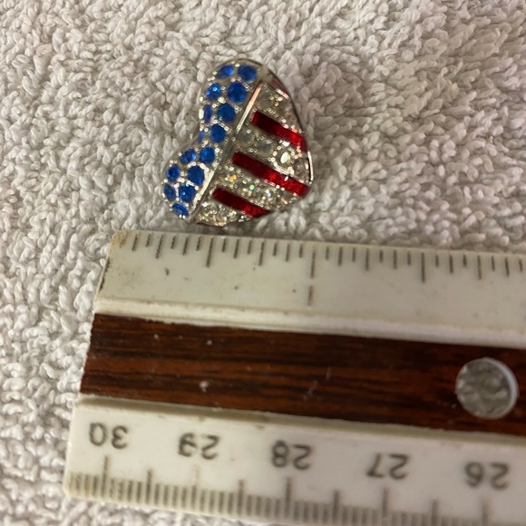 Swarovski Heart Brooch with Red, Blue, and Silver Crystals - Picture 2 of 4